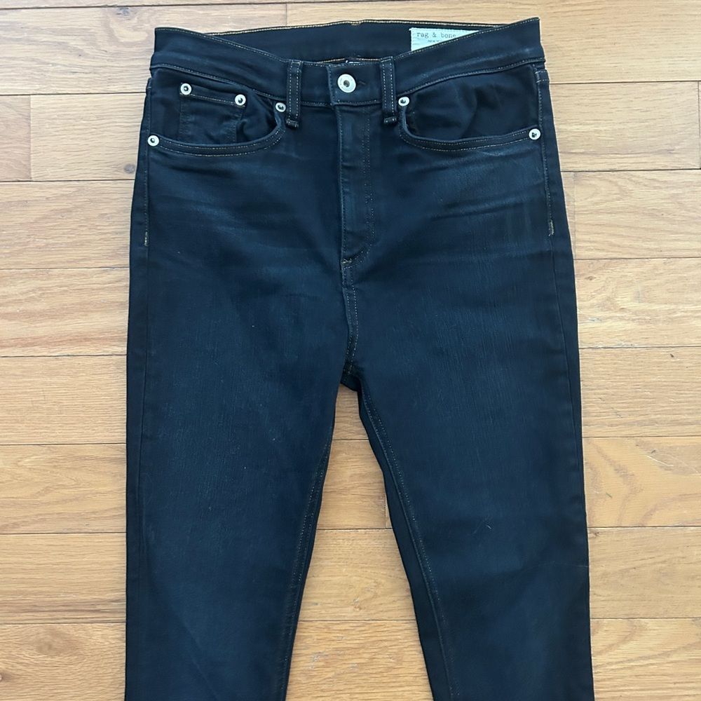 Rag & Bone High Rise Skinny Denim Jeans Women Size 28 Niko Black - Picture 4 of 13